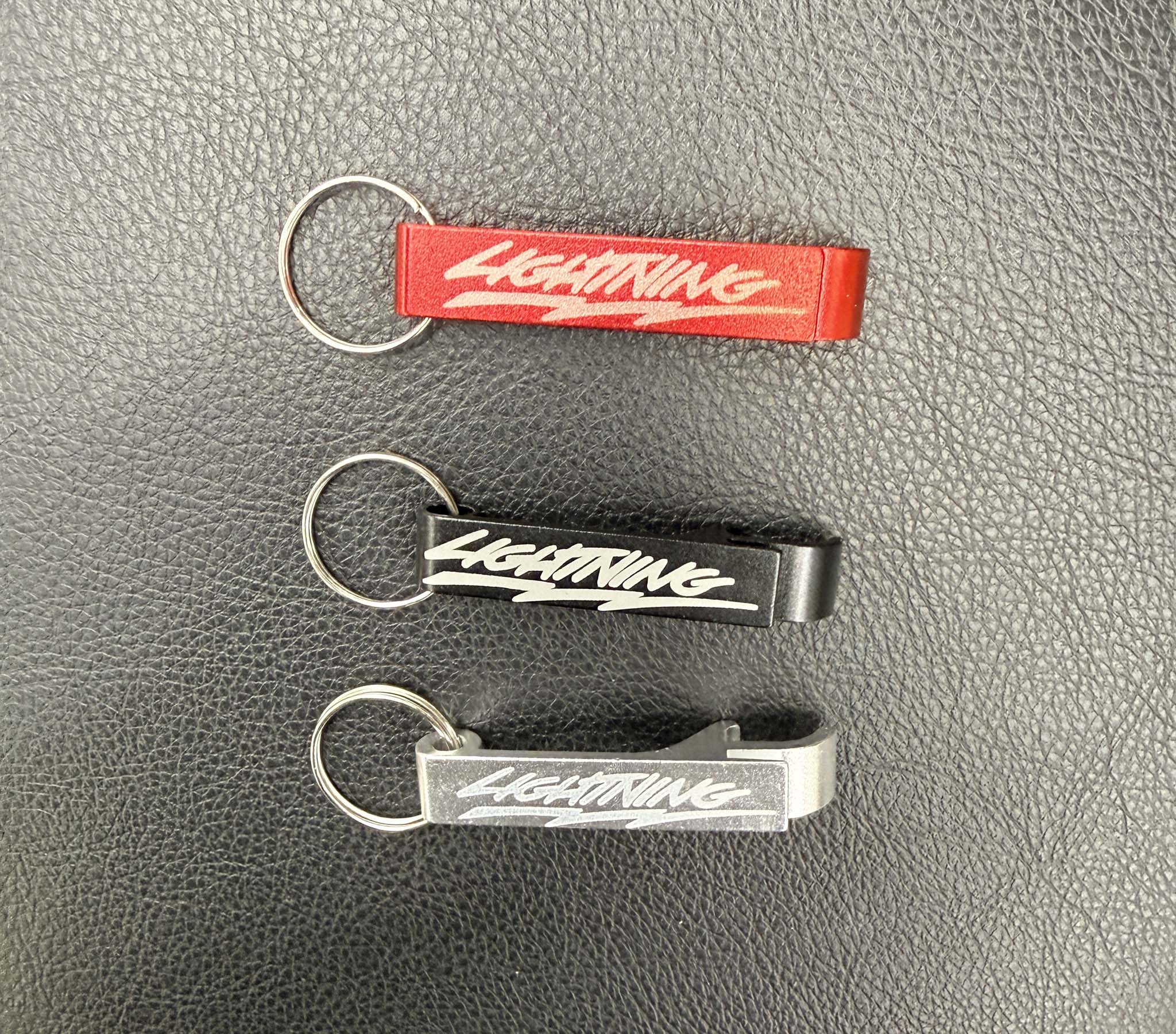 Lightning Engraved Aluminum Bottle Opener Keychains