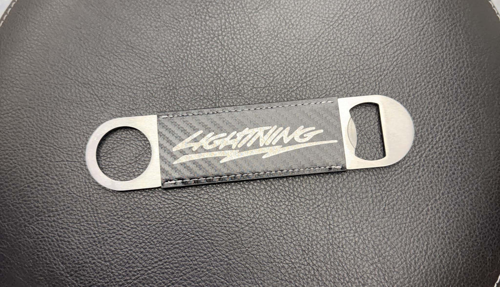 Lightning Carbon Fiber Leatherette Bottle Opener